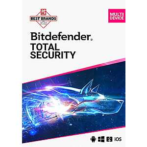1-Year Bitdefender Total Security 2026 Software (5-Devices/Digital Download) $17