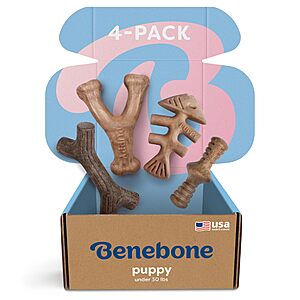 Benebone Puppy 4-Pack Dog Chew Toys,Made in USA,30lbs and Under,for Modest Chewers $18.79