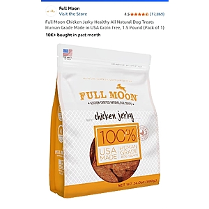 62% off Full Moon Chicken Jerky for dogs 1.5lbs