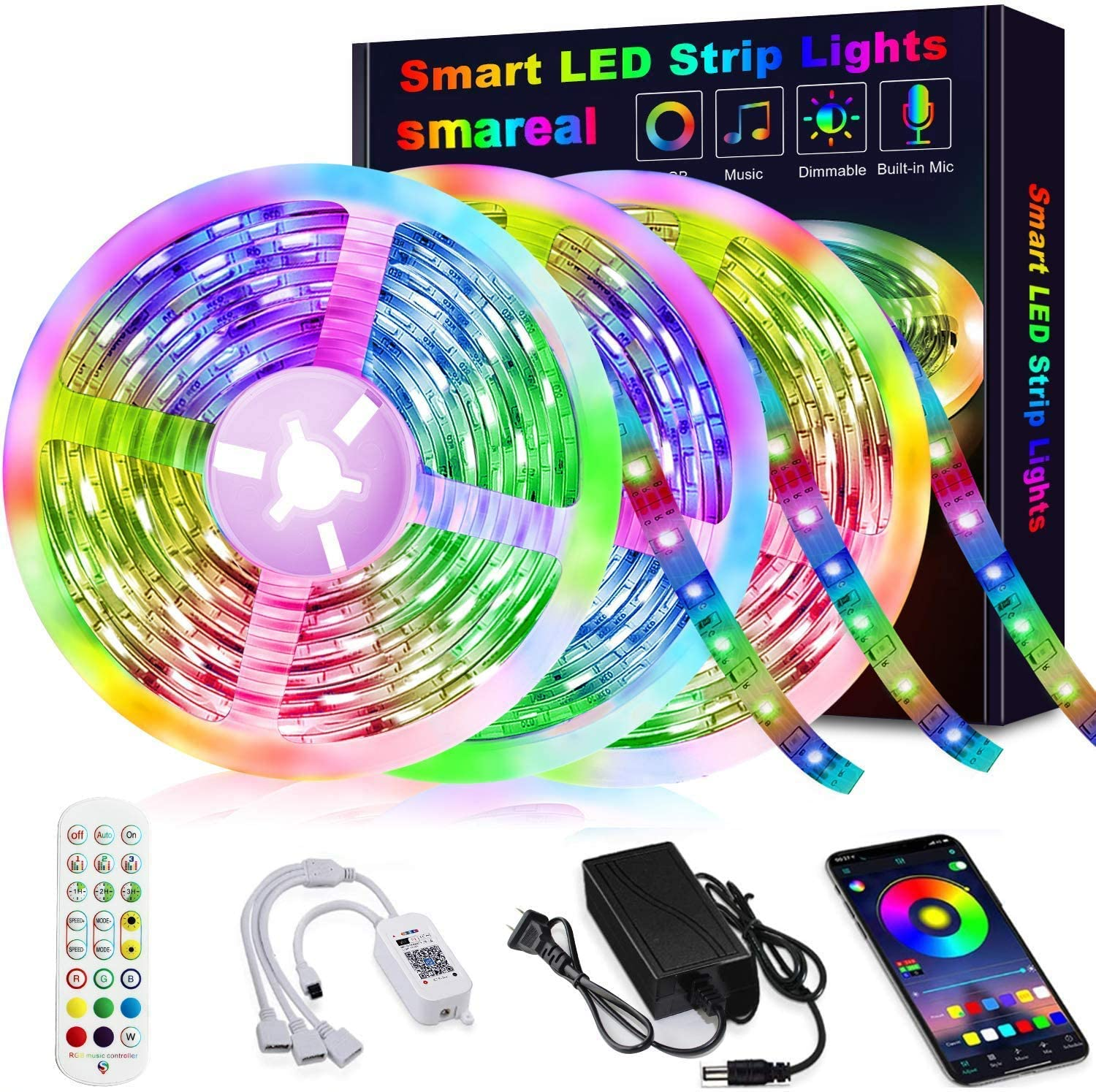 50 Feet Led Strip Lights , Smart Led Lights for Bedroom Music Sync Rope Lights Flexible DIY Led Light $17.99 $17.99
