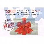 Christmas Tree Shops Black Friday: Westpoint Famous Maker 450TC Queen, Full, or King Sheet Sets (Assorted Colors) $25.99