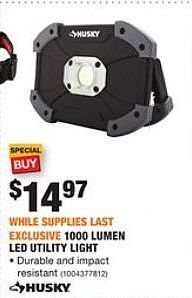 Home Depot Black Friday Husky 1000 Lumen Led Utility Light For