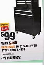 Home Depot Black Friday Husky 26 5 5 Drawer Steel Tool Chest For