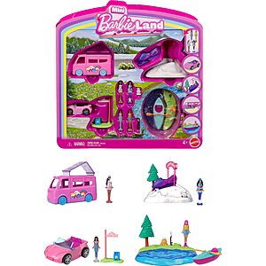 Barbie Mini BarbieLand 4-Pack Doll & Toy Vehicle Set with 4 1.5-inch Dolls & 4 Iconic Toy Vehicles with Color-Change Surprise $16.99