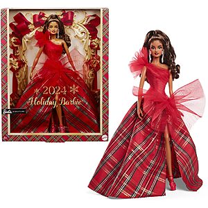 Barbie Signature 2024 Holiday Doll with Light Brown Hair in Plaid Gown, Collectible Toy in Displayable Packaging $23