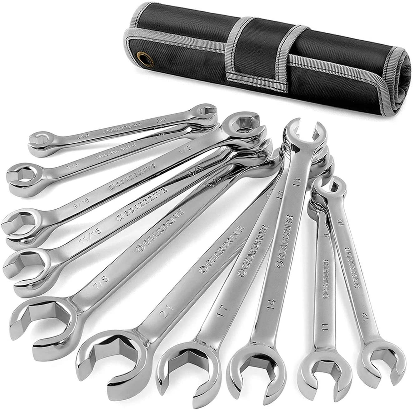 Amazon.com: Flare Nut Wrench Set, Standard & Metric, 10-Piece, 1/4" to 7/8'' & 9-21mm $22.99