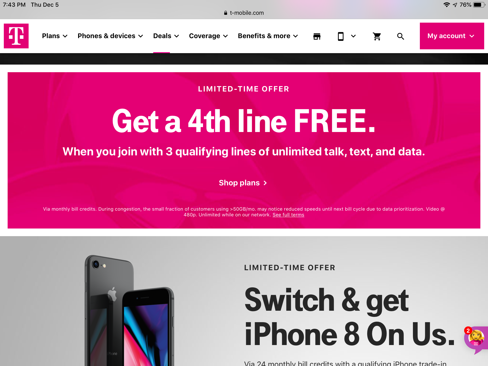 T-Mobile Get a 4th line FREE.  NEW PROMO For existing family plan or new customers.