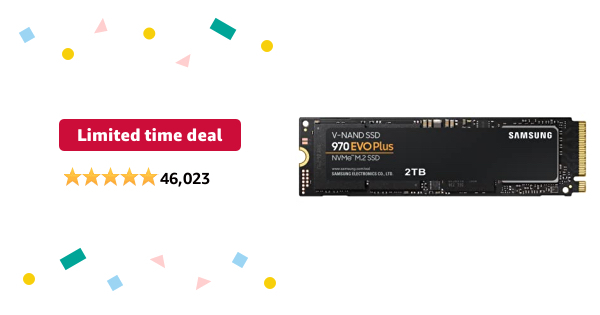 Limited-time deal: Samsung 970 EVO Plus SSD 2TB NVMe M.2 Internal Solid State Hard Drive, V-NAND Technology, Storage and Memory Expansion for Gaming, Graphics w/ Heat Con