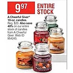 Bon-Ton Black Friday: A Cheerful Giver 16-oz Candles for $9.97