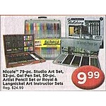 AC Moore Black Friday: Nicole 79-pc. Studio Art Set, 52-pc. Gel Pen Set, 50-pc. Artist Pencil Set or Royal &amp; Langnickel Art Instructor Sets for $9.99