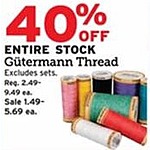 Hancock Fabrics Black Friday: Entire Stock Gutermann Thread - 40% Off