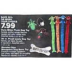 True Value Black Friday: Dura-Bites Plush Dog Toy, 36 in. Plush Loofa Dog Toy, or Monster-Size Sheepskin Dog Bone Toy, Your Choice for $7.99