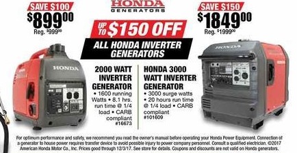 Northern Tool and Equipment Black Friday: All Honda Inverter Generators ...