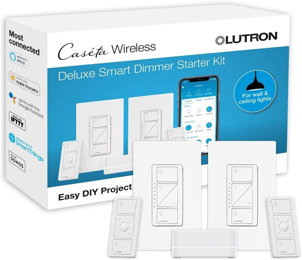 Lutron Caseta Deluxe Smart Dimmer Switch (2 Count) Kit $131.90