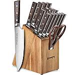 Knife Set, 16 Pcs Kitchen Knife Set with Block, Chef Knife Set with sharpener only $37.99+F/S