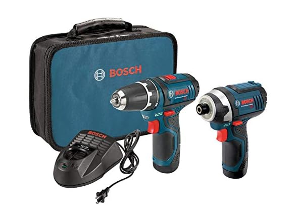 Factory Reconditioned Bosch CLPK22-120-RT 12V Max Lithium-Ion 3/8 in. Cordless Drill/Driver and Impact Driver Combo Kit with 2- 2AH Batteries, Charger, Carrying Bag $86.99