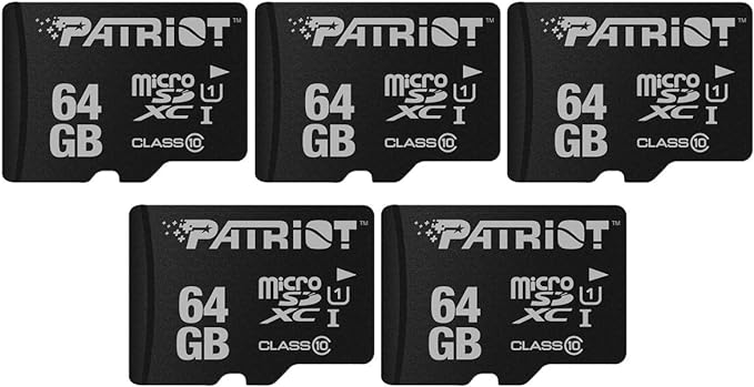 5-Pack Patriot LX Series Micro SD Flash Memory Card 64GB Class 10 $15.99