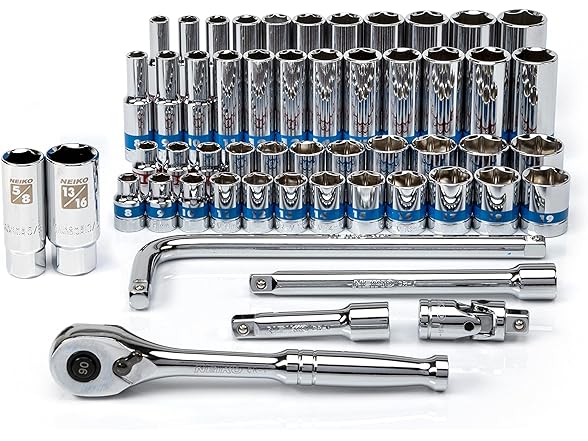 Amazon Prime Exclusive NEIKO 02513A 3/8-Inch-Drive Ratchet and Socket Set, 53-Piece Standard and Deep SAE Sizes 5/16" to 7/8", Metric Sizes 8 mm to 19 mm with Case $78.19