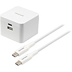 Philips GaN Laptop/Phone/Tablet Wall Charger 67.5W PD Dual Port With USB and USB-C Ports, 6' USB-C Cable $13.99