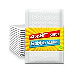 50-Pack 4&quot; x 8&quot; Poly Bubble Mailers Padded Envelopes For Small Shipments + Free Shipping w/ Prime $5.00