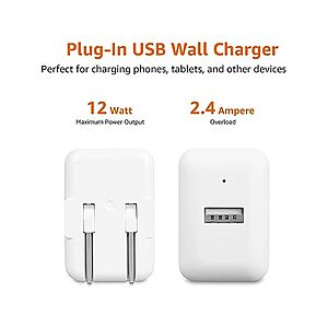 2-Pack AmazonBasics 12W USB-A Folding Plug Wall Charger $  3.99