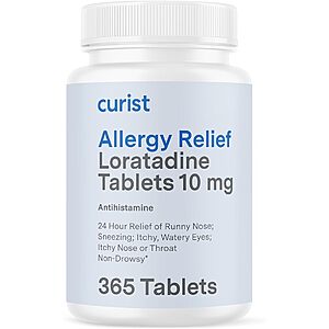 Curist Loratadine 10mg (Generic Claritin) 365 Count - All Day Non Drowsy Daily Allergy Medicine - 24 Hour Antihistamine Tablets $  9.99