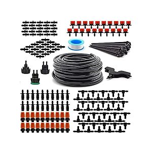 Amazon Prime Members 157 Piece Drip Irrigation Kit with 50'- 1/4" Tubing, Fittings, Drip and Mist Nozzles for Garden or Greenhouse + Free Shipping $14.99