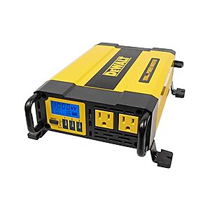 DeWalt DXAEPI1000 Power Inverter 1000W with LCD Display, Dual 120V AC Outlets, 3.1A USB Ports, Battery Clamps + Free Shipping w/ Prime $  93.99