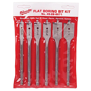 New Open Box Milwaukee 49-22-0071 6-Piece Flat Boring Spade Bit 6" Universal Set