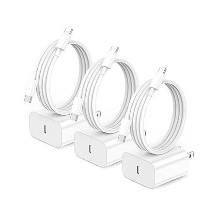 3-Pack 20W PD USB-C Wall Charger MFi Certified with 6ft 60W USB-C Charging Cable + Free Shipping w/ Prime $8.99