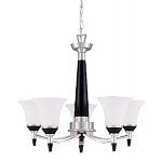 Nuvo Lighting 60/2455 Keen 5-Light Chandelier with Satin White Glass, Brushed Nickel with Ebony Wood for $137.9 with Free Shipping