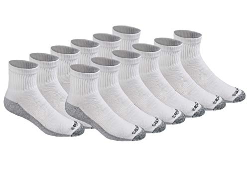 Dickies Men's Dri-tech Moisture Control Quarter Socks Multipack, White (12 Pairs), Shoe Size: 6-12 $10.99