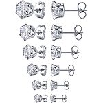 15% off Women's Stainless Steel Round Clear Cubic Zirconia Stud Earring (6 Pairs) $7.63