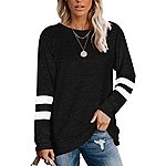 15% off Womens Crewneck Sweatshirts Color Block Long Sleeve Sweaters Tunic Tops $15.29