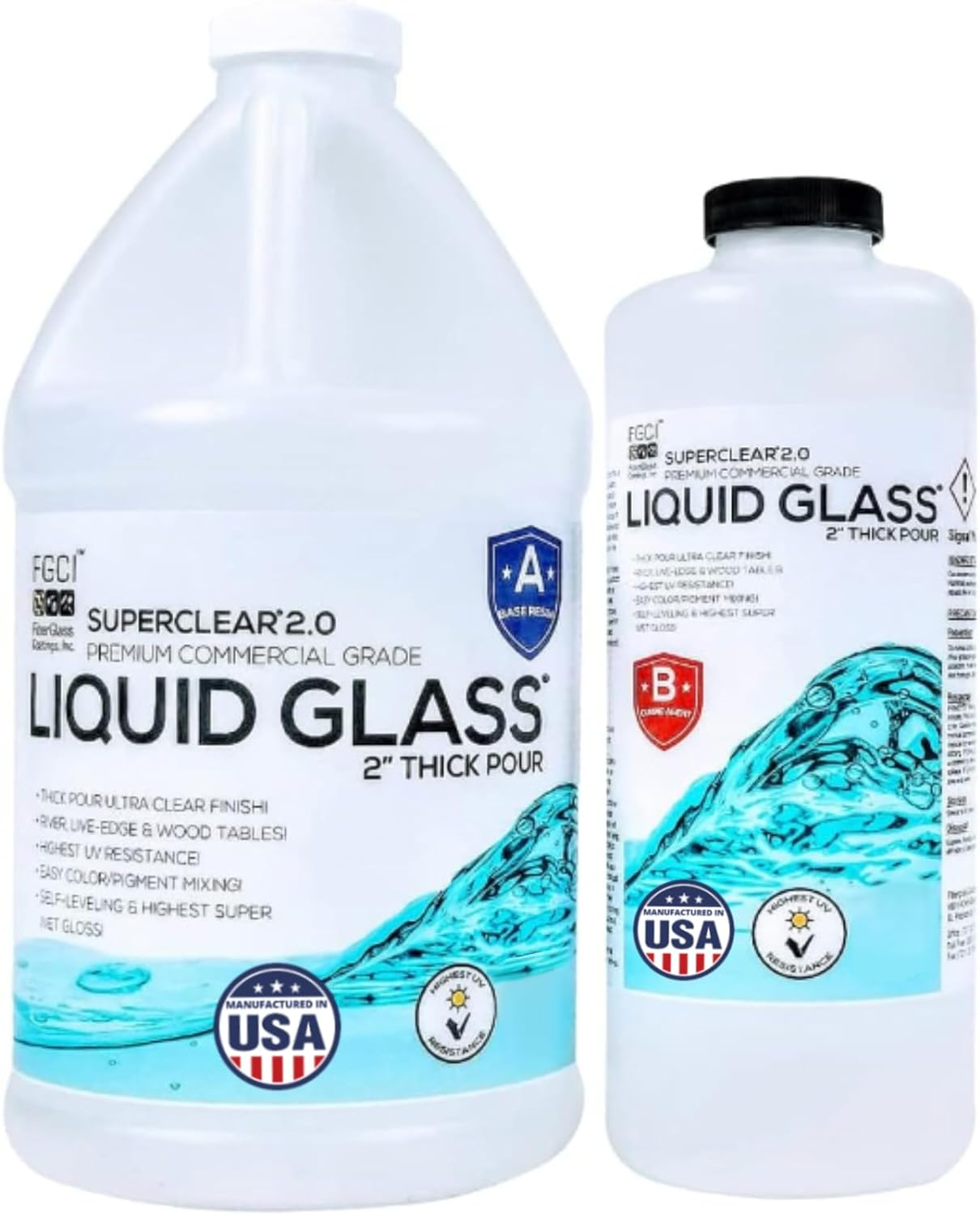 Superclear Deep Pour Epoxy Resin Kit, 0.75 Gallons - 2:1 Crystal Clear Liquid Glass Pouring up to 2-4" - Self-Leveling Food Safe Epoxy for Med $71.5