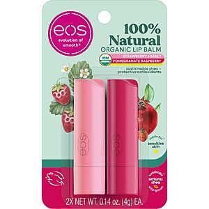 2-Pk 0.14-Oz eos 100% Natural Lip Balm (Strawberry Sorbet & Pomegranate Raspberry) $3.60 w/ S&S