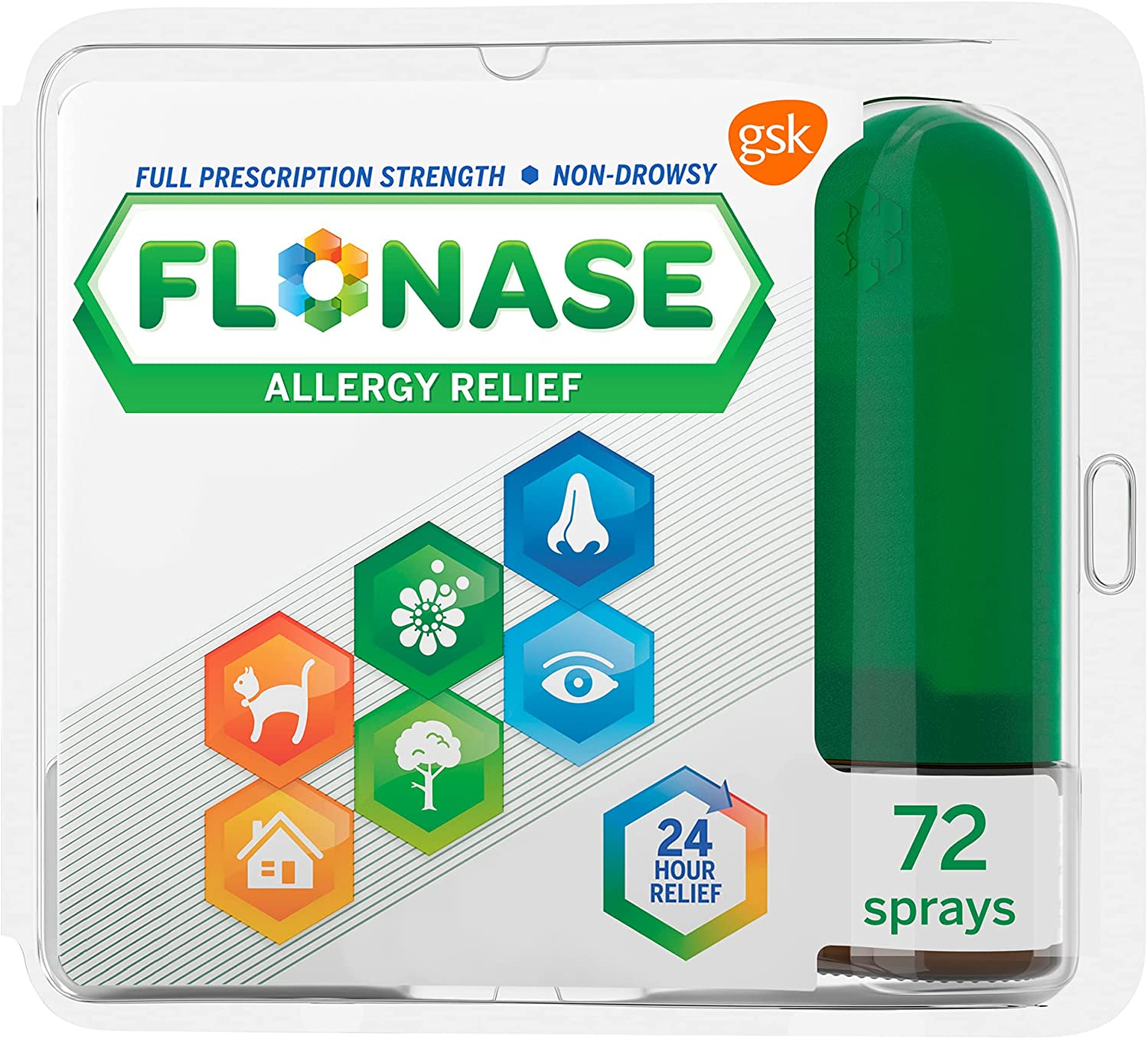 Amazon.com: Flonase Allergy Relief Nasal Spray, 24 Hour Non Drowsy Allergy Medicine, Metered Nasal Spray - 72 Sprays: Health & Personal Care $10.99