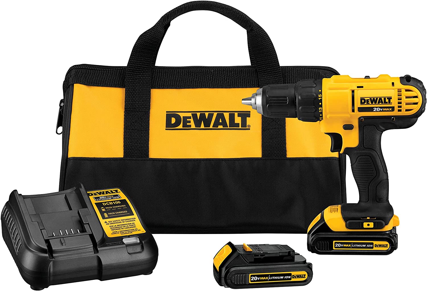 DEWALT 20V Max Cordless 1/2" Drill/Driver Kit w/ 2-Ct 20V Batteries, Charger & Bag $80 + Free Shipping