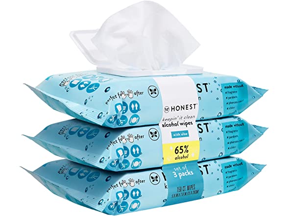 The Honest Company Sanitizing Alcohol Wipes (Unscented): 3-Pack 50-Ct $9, 6-Pack 50-Ct $13 + Free Shipping w/ Prime