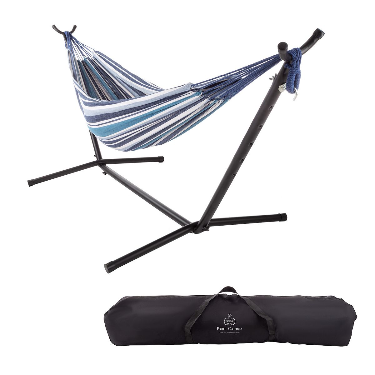 2Piece Pure Garden Striped Hammock & Stand Set + 10 Kohl's Cash 51.