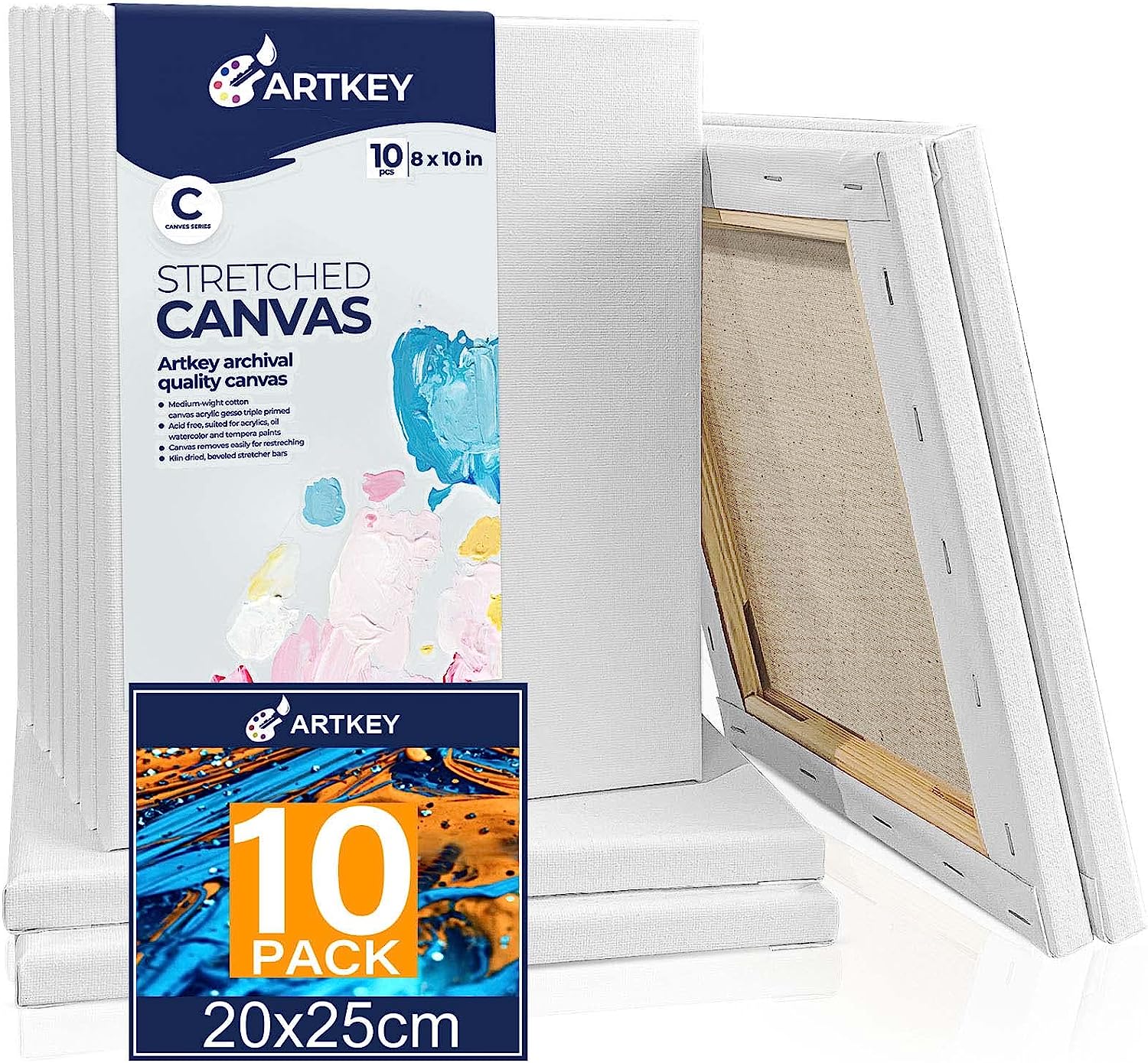 10-Pack Artkey 8" x 10" Stretched Blank Cotton Canvases for Painting (White) $10, 7-Pack 11" x 14" $11.50 & More + Free Shipping w/ Prime or $25+