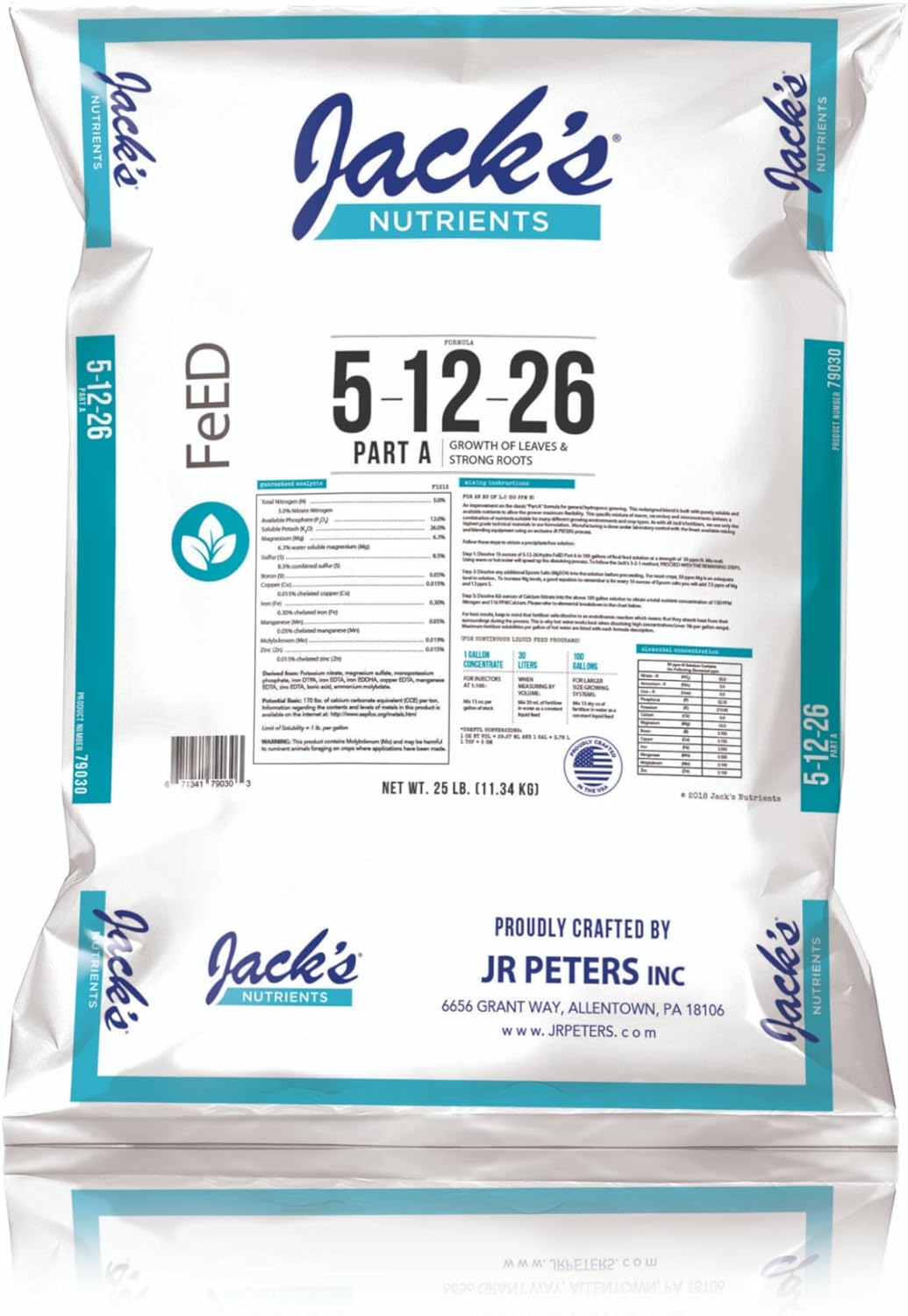 25lbs Jack's Nutrients Hydroponic 51226 Professional Fertilizer Part
