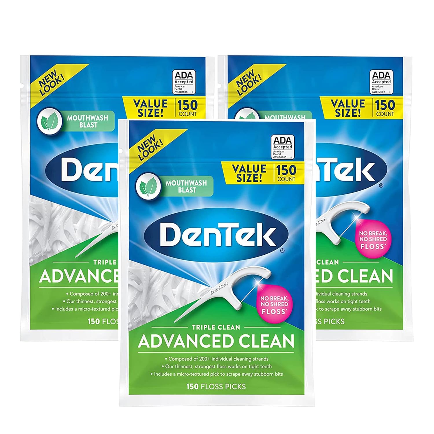 3-Pack 150-Count DenTek Triple Clean Advanced Clean Floss Pick $6.50 w/ S&S ($2.15 each) + Free Shipping w/ Prime or $35+