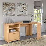 Bush Furniture Corner Desk w/ Storage (Natural Maple) $77 + Free Shipping