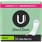 56-Count U by Kotex Clean &amp; Secure Ultra Thin Pads (Heavy Absorbency) + $5 Amazon Credit 3 for $19.10 ($6.35 each) w/ S&amp;S + Free Shipping w/ Prime or $35+