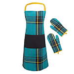 3-Piece Mainstays Plaid Apron &amp; Oven Mitt Set (Teal) $5.80 + Free Shipping w/ Walmart+ or on $35+
