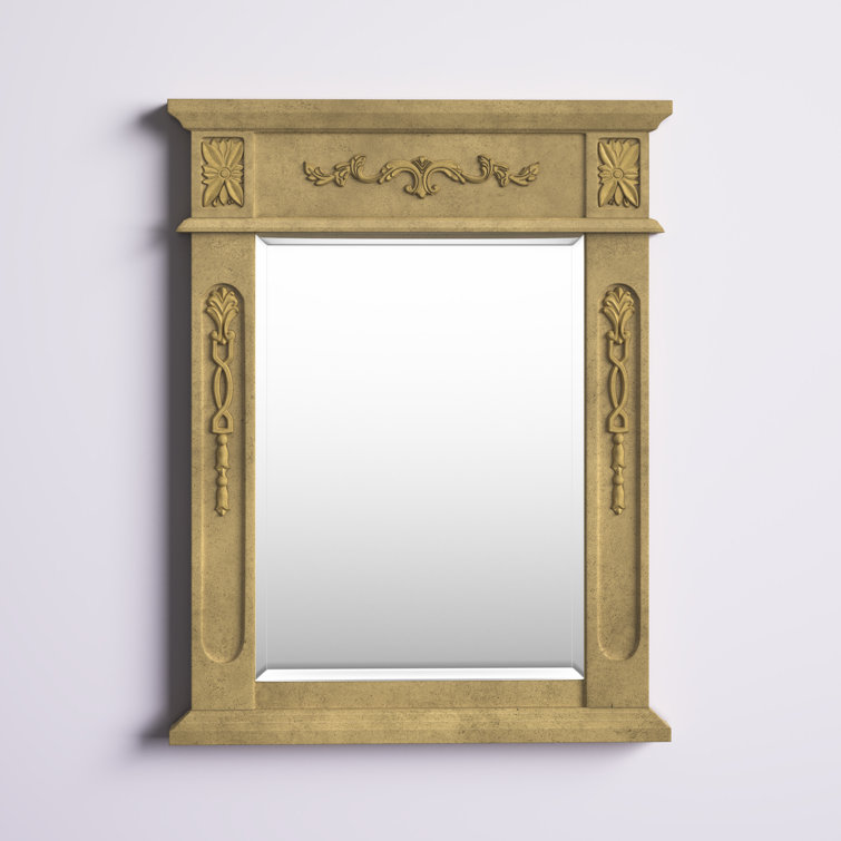 28" x 22" Nai Traditional Wood-Framed Bathroom Mirror (Beige) $37 + Free Shipping