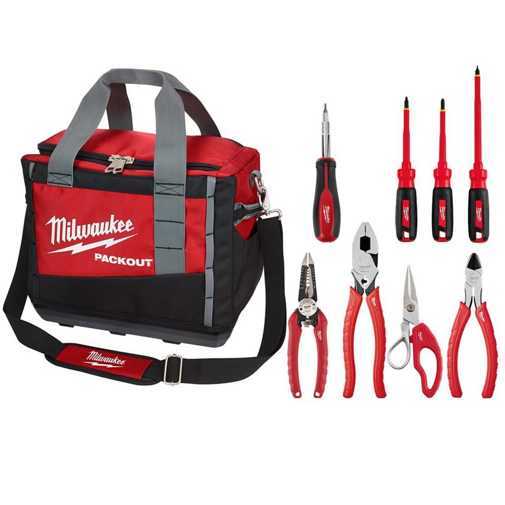 Milwaukee 15" Packout Tool Bag & Electrician Hand Tool Set (9-Piece) $99 + Free Shipping