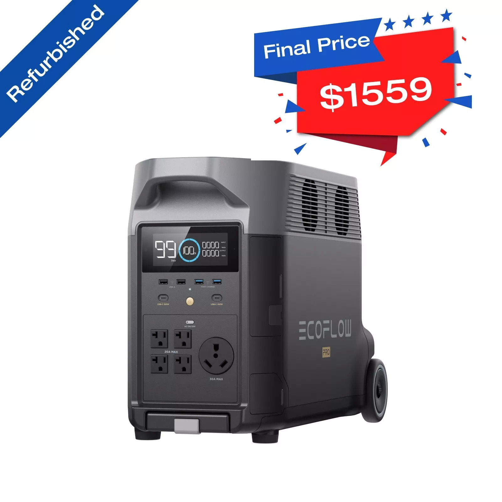 (Certified Refurbished) EcoFlow DELTA Pro 3600Wh Power Station ...
