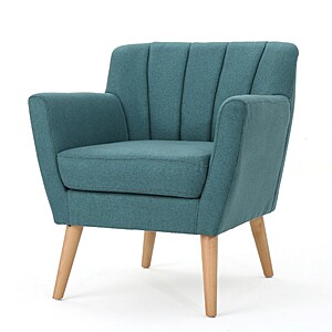 Christopher Knight Merel Mid Century Club Upholstered Chair Teal
